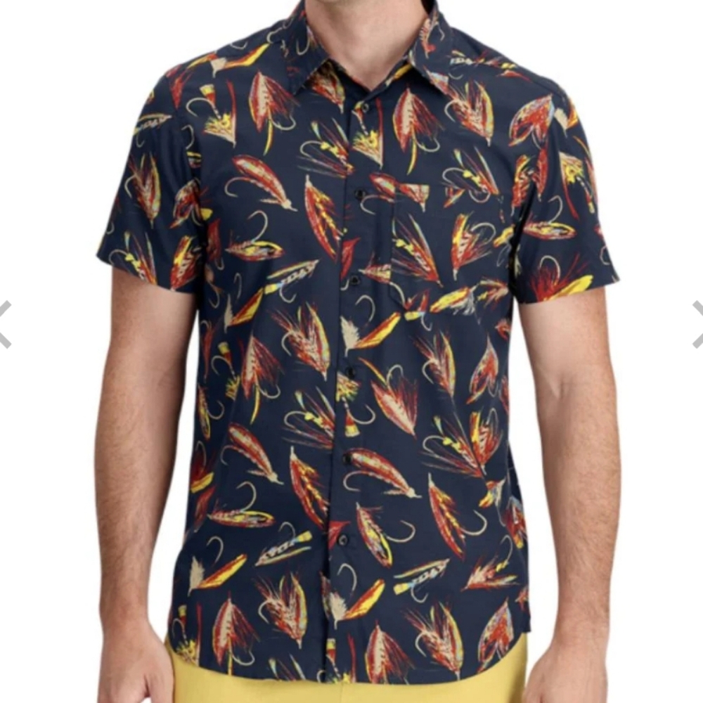 The North Face Men's Fly Print Baytrail Blue Patterned Shirt Small